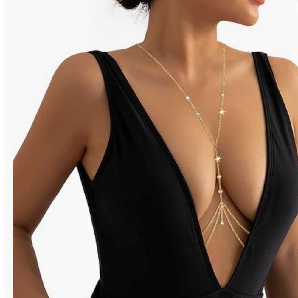 Layered Rhinestone Body Chain Jewelry